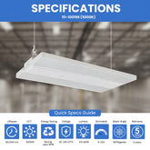 4FT LED Linear High Bay Light, 320W, 29,000 Lumens, 5000K Cool White, Frosted Lens, Chain Mount, Damp Rated IP20, 120-277V, UL/DLC Listed